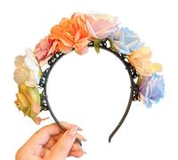 CANNXI Colorful Flower Headband Bohemian Hair Accessory Cosplay Hair Hoop Clip Hawaii Florals Wreaths Hairband for Girls