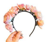 CANNXI Colorful Flower Headband Bohemian Hair Accessory Cosplay Hair Hoop Clip Hawaii Florals Wreaths Hairband for Girls