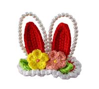 CANNXI Cute Knitted Woolen Baby Hair Clip with Cartoon Ears Elegant Pearls Beaded Ear Shaped Hairpin for Girls