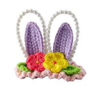 CANNXI Cute Knitted Woolen Baby Hair Clip with Cartoon Ears Elegant Pearls Beaded Ear Shaped Hairpin for Girls