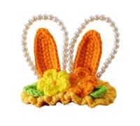 CANNXI Cute Knitted Woolen Baby Hair Clip with Cartoon Ears Elegant Pearls Beaded Ear Shaped Hairpin for Girls