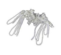CANNXI Elegant Lace Hair Clip Beautiful Beaded Headband Adornment Lace Headwear Head Chain for Wedding and Party Hairstyles
