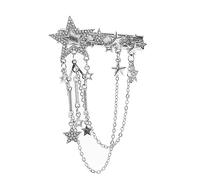 CANNXI Exquisite Crystal Star Hair Clip Bling Shiny-Hairwear Hair Accessory for Women Girl Elegant Chain Hair Pin Cool