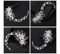 CANNXI Fashion Pearl Flower Shape Headband Tiara Soft Hair Chain Exquisite Bridal Bridesmaid Headband for Wives Girlfriends