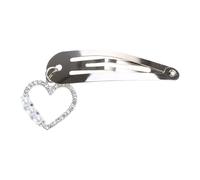 CANNXI Fashion Silver Metal Edge Hair Clip with Rhinestones Heart Bowknot Pendant Hairpin Black Ribbon Bowknot Hair Barrette