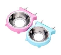 CANNXI Hanging Cage Bowl For Pet Practical Stainless Steel Food And Water Dish Feeder Bowls 2Pieces Kennel Mounted Feeder Bowl