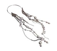 CANNXI Headbands For Women,Elegant Pearl Beaded Headband Long Tassels Headpiece Hair Hoop with Long Chain Sweet Hair Accessory for Women Girls