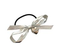 CANNXI Loves Heart Hair Rings Silver Bowknot Hair Rope Seamless Soft Hair Elastic Small Ponytail Hair Hoop for Adults Children