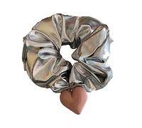 CANNXI Silver Large Intestine Hair Band with Heart Pendant Simple Hair Ring Ponytail Hairband Headwear Elastic Ponytail Holder
