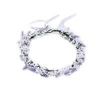 CANNXI Simulated Flower Headband Wedding Bride Lavender Floral Hair Band Garland Tiara Crown with Ribbon Headdress Decor