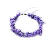CANNXI Simulated Flower Headband Wedding Bride Lavender Floral Hair Band Garland Tiara Crown with Ribbon Headdress Decor