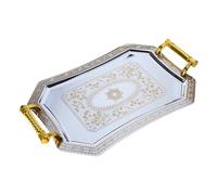 CANNXI Storage Trays,Stainless Steel Storage Tray with Handle Delicate Pattern Serve Plate Supplies for Home Restaurant Cafe Shop Decor
