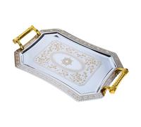 CANNXI Storage Trays,Stainless Steel Storage Tray with Handle Delicate Pattern Serve Plate Supplies for Home Restaurant Cafe Shop Decor