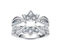 CannyCat vine moissanite ring 2pcs lab created diamond engagement ring anniversary platinum plated curved wedding rings for women stackable rings, Lab Created Moissanite, Platinum Plated Sterling