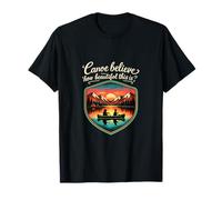 Canoe Believe Camping Mountain Badge Sunset Canoe T-Shirt