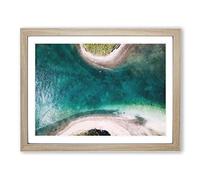 Canoe Boat In Waiwera New Zealand Painting Modern Art Framed Wall Art Print, Ready to Hang Picture for Living Room Bedroom Home Office Décor, Oak A3 (46 x 34 cm)