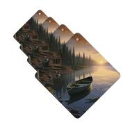 canoe by the water Car Air Freshener Cards Set of 4 Pieces Long Lasting Hanging Scented Cards Auto Aromatherapy Tablets Personalized Car Fresheners Gifts for Men Women - Lavender Scent