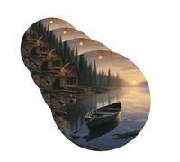 canoe by the water Car Air Freshener Cards Set of 4 Pieces Long Lasting Hanging Scented Cards Auto Aromatherapy Tablets Personalized Car Fresheners Gifts for Men Women - Lavender Scent