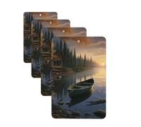 canoe by the water Car Air Freshener Cards Set of 4 Pieces Long Lasting Hanging Scented Cards Auto Aromatherapy Tablets Personalized Car Fresheners Gifts for Men Women - Lavender Scent