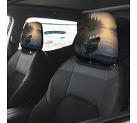 Canoe by The Water Car Seat Headrest Cover 2 PCS, Soft Stretchable Fabric Car Head Rest Protector Dustproof Removable Car Headrest Covers Universal Vehicle Accessories