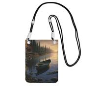 canoe by the water Crossbody Phone Bag for Women Men Waterproof Mini Cellphone Purse Wallet Small Crossbody Bags with Adjustable Strap Travel Cell Phone Pouch Belt Pouch, Black, One Size