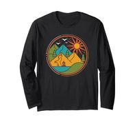 Canoe Down the Tranquil River Toward the Majestic Peaks Long Sleeve T-Shirt