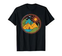 Canoe Down the Tranquil River Toward the Majestic Peaks T-Shirt