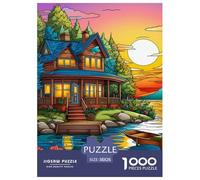 Canoe Lake 1000pcs Paper Jigsaw Puzzles Animation Impossible Puzzle Beautiful Decoration for Adults And Kids 38x26cm/1000pcs