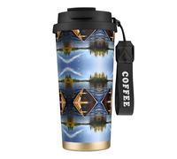 Canoe On Lake 316 Stainless Steel Coffee Cup - Insulated Travel Mug with 12-Hour, Large Capacity Cone Shape Cup for Home, Office & Outdoor Use