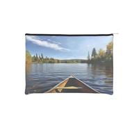 Canoe on Lake Reusable Paper Cosmetic Bag Waterproof & Lightweight for Travel, School & Daily Use Full-Print Design Women, Students, Eco-Conscious