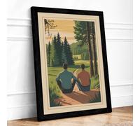 Canoe on Still Water Vintage Framed Wall Art Print A2 Black