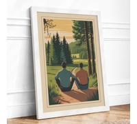 Canoe on Still Water Vintage Framed Wall Art Print A3 White