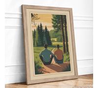 Canoe on Still Water Vintage Framed Wall Art Print A4 Oak