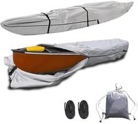 Canoe Storage Kayak Cover Protective, Waterproof Kayak Cover for Outside Storage Rain Protection UV Canoe Covers for Outdoor Storage Kayaks Paddle Covers with Zip(Gray,16FT)