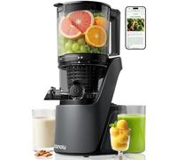 Canoly Juicer Machines, 150 MM&2.6L Large Feed Chute Cold Press Masticating Juicer, 3-IN-1 Strainers (Juice & Sorbet & Nut Milk), Powerful AC Brushless Motor, Self Precut System, BPA Free, Space Gray