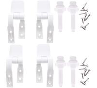 Canomo Universal White Plastic Toilet Seat Hinges Replacement with Bolts Screw and Nuts for Toilet Seats Lids, 2 Pairs