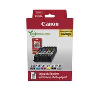 Canon 530 & 531 Full Set of 6 Original Ink Cartridges with 50 sheets Photo Pa...