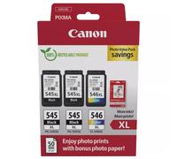 Canon PG-545XL/CL-546XL High Capacity 3 Ink Cartridge & Photo Paper Value Pack - 8286B015 (Original)