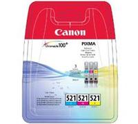 CANON CLI-521 C/M/Y ink cartridge cyan, magenta and yellow standard capacity 3 x 9ml combopack blister without alarm