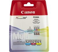 Canon CLI-521 C M Y Pack of 3 cartridges (Cyan Magenta Yellow) Genuine Canon (Plastic Pack )
