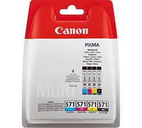 Canon CLI-571 C M Y BK Pack of 4 cartridges (Black Cyan Magenta Yellow) Genuine Canon (Plastic Pack )