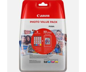Canon CLI 571 C/M/Y/BK Photo Value Pack Ink tank / paper kit - 4-pack, 50 sheet(s) Black, yellow, cyan, magenta