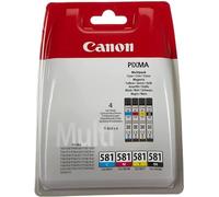 Canon CLI-581 C M Y BK Pack of 4 cartridges (Black Cyan Magenta Yellow) Genuine (Plastic Pack)