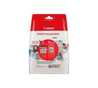 Canon CLI-581 C M Y BK VALUE Pack of 4 cartridges (Black Cyan Magenta Yellow) + 50 sheets of 10x15cm Photo Paper Genuine (Recycled Cardboard Multipack)