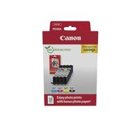 Canon CLI-581 C M Y BK VALUE Pack of 4 cartridges (Black Cyan Magenta Yellow) + 50 sheets of 10x15cm Photo Paper Genuine (Recycled Cardboard Multipack)