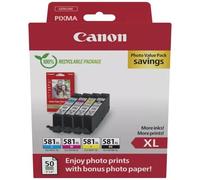 Canon CLI-581XL High Capacity Black & Colour Ink Cartridge 8.3ml + 10x15cm Ph...
