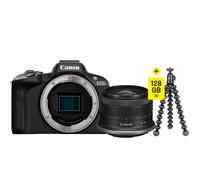 Canon EOS R50 black + RF-S 18-45mm IS STM + Joby Gorillapod + Peter Hadley SDXC 128GB | ✅ 5 years warranty at Photospecialist