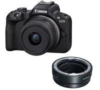 Canon EOS R50 Mirrorless Digital Camera Black with RF-S 18-45mm STM Lens with EF-EOS R mount adapter - 2 Year Warranty - Next Day Delivery