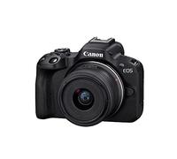 Canon EOS R50 + RF-S18-45mm F4.5-6.3 is STM Lens Mirrorless Camera Vlogging Camera, 24.2 MP, 4K Video, Subject Detection & Tracking, Compact, Smartphone Connection, Content Creator - Black