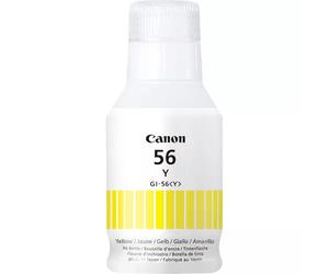 Canon GI-56Y Yellow Ink Bottle. Type: Original Printing colours: Yellow Brand compatibility: Canon. Quantity per pack: 1 pc(s) Package width: 163 mm Package depth: 61 mm